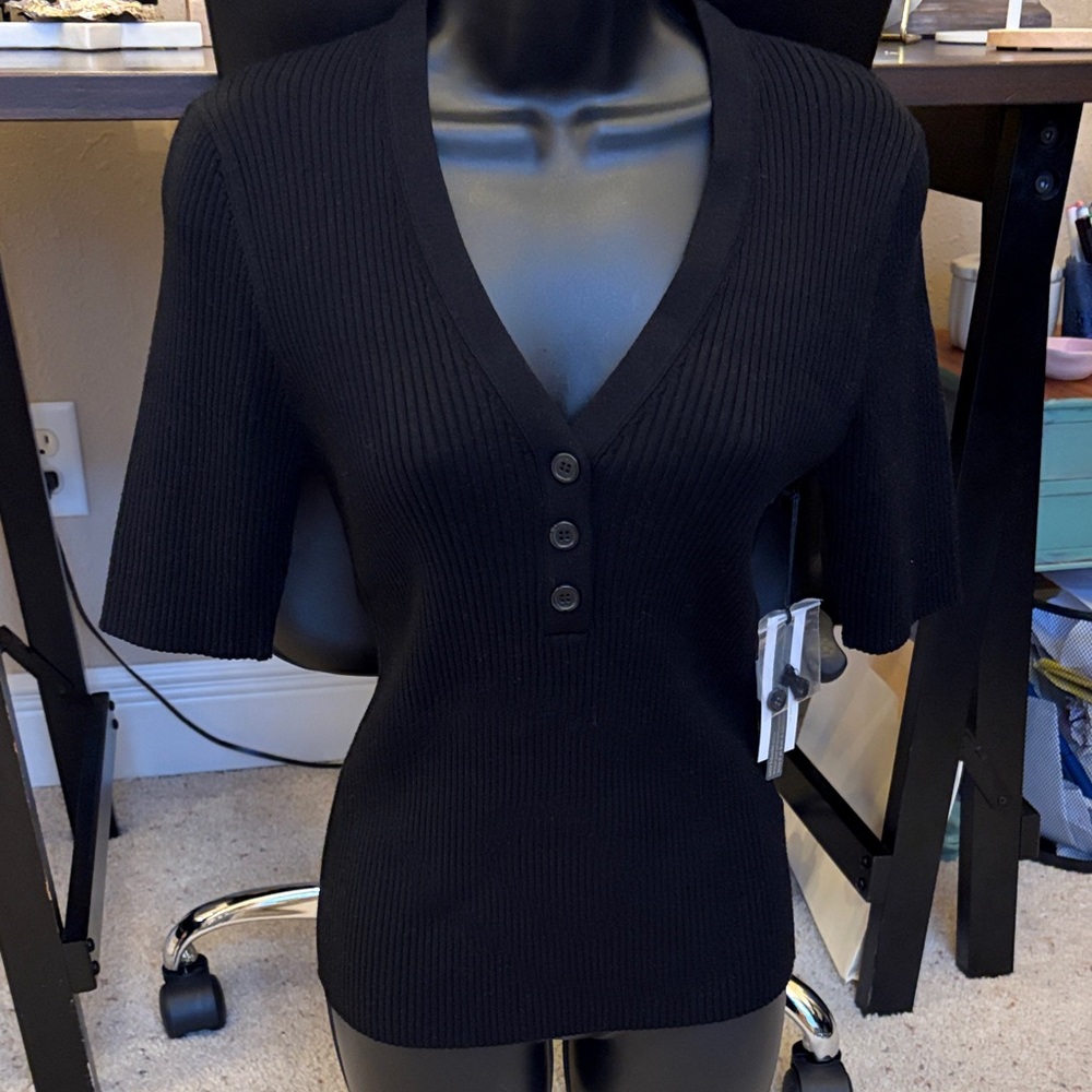Michael Stars Black V-Neck Sweater